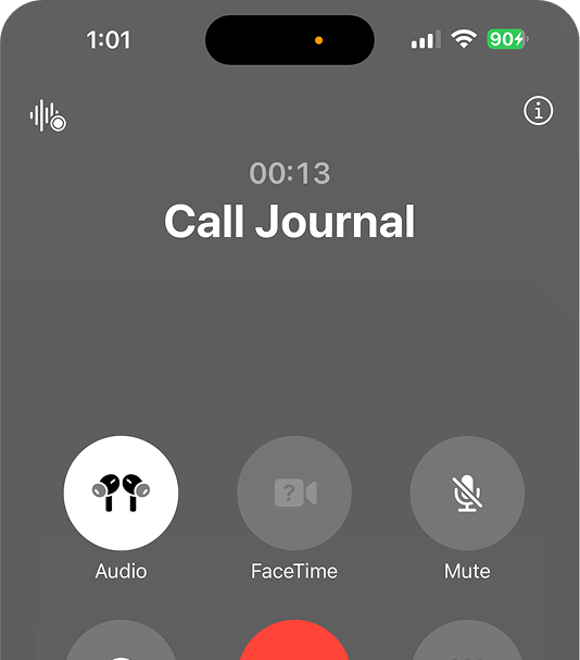 CallJournal mobile interface showing phone journaling app